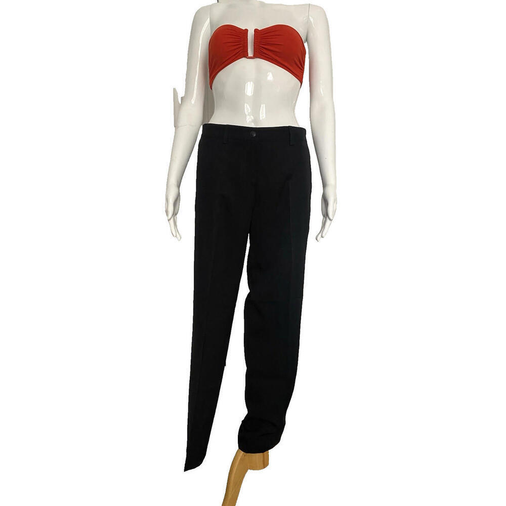Vintage 04A Chanel FR-36/38 Pants Black Wool Silk Tuxedo Detail Trousers 2004 - Picture 8 of 9